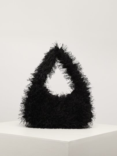 Lightweight,Business Casual Fuzzy, Soft, Plush Minimalist Fluffy Hobo Bag For Girls, Women, College Students, Rookies & White-Collar Workers For Work, Office, Commute, For Autumn & Winter, Warm Winter, Outdoors, For Party, Prom, Wedding For Teen Girls Women College Students,Rookies & White-Collar Workers Perfect For Office,College,Work ,Business,Commute,Outdoors, Travel, Outings, Perfectly Matching With Fall Outfits Women, New Arrival Fur Bag For Women