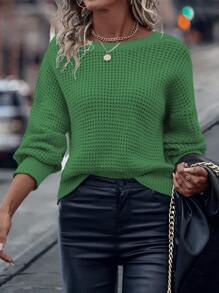 SHEIN Clasi Chain Detail Wrap Back Drop Shoulder Jumper - Green - View 2