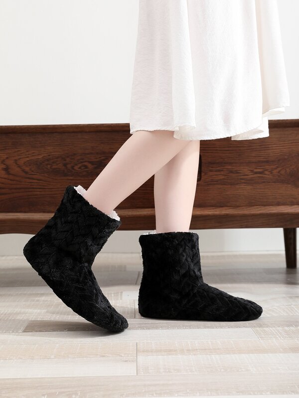 Minimalist Fluffy Slipper Boots SHEIN USA