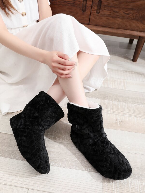 Minimalist Fluffy Slipper Boots SHEIN USA