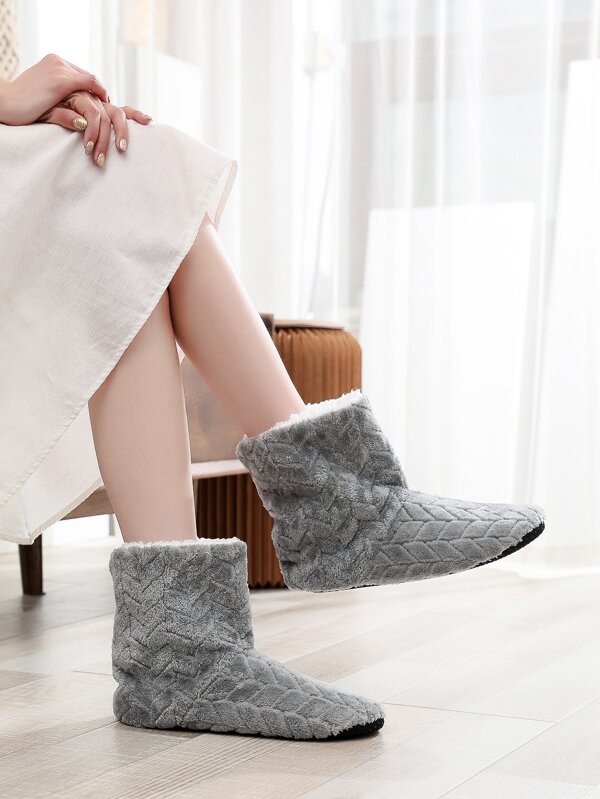 Minimalist Fluffy Slipper Boots SHEIN