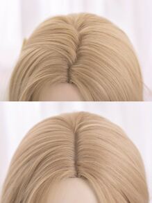 1pc Bloned Center Part Long Straight Synthetic Wig Hairpiece, 26 Inches, Heat Resistant Fiber, Suitable For Daily Use With Natural Look. - Gold - View 6