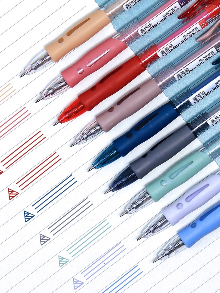 9pcs Mixed Color Gel Pen - Multicolor - View 1