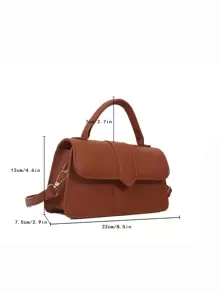 輕便商務休閒簡約翻蓋方形包適合青少年女孩女大學生、菜鳥和白領完美適合辦公室、大學、工作、商務、通勤、戶外、旅行、郊遊 - 棕色 - 查看 3