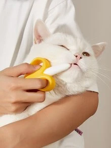 1pc Banana Design Pet Toothbrush - Yellow - View 1