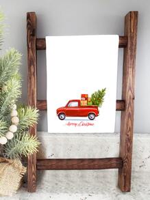 1pc Christmas Car Pattern Hand Towel - Multicolor - View 1