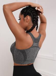 High Support Seamless Racer Back Sports Bra - Dark Grey - View 2