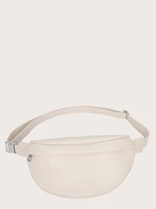 时尚休闲 PU 皮革腰包 多功能胸包 斜挎包 女士 - 米色 - 查看 2