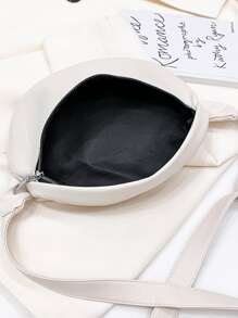 时尚休闲 PU 皮革腰包 多功能胸包 斜挎包 女士 - 米色 - 查看 6