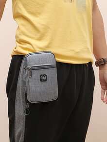 GAOLEMA Mini Men Patch Detail Belt Bag Chest Bag - Light Grey - View 6