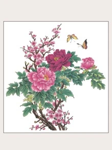 1pc Women's Large Size Peony Tattoo Sticker For Half Back - Multicolor - View 3