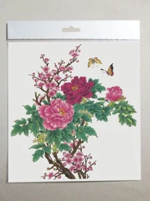 1pc Women's Large Size Peony Tattoo Sticker For Half Back - Multicolor - View 2