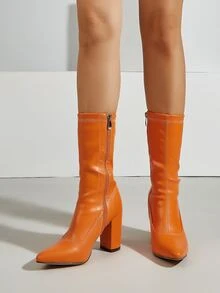 Neon Orange Zip Side Classic Boots - Orange - View 2