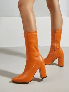 Neon Orange Zip Side Classic Boots - Orange - View 3