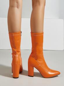 Neon Orange Zip Side Classic Boots - Orange - View 5