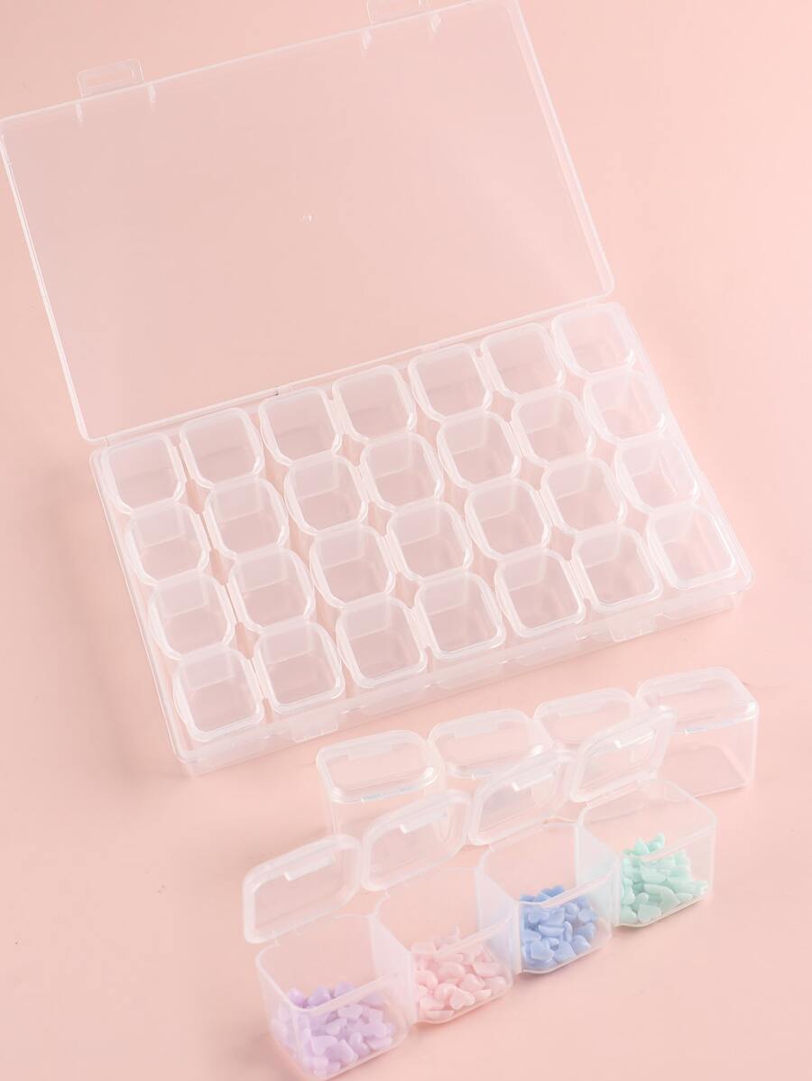 FULL BEAUTY 28 Grids Nail Art Decoration Storage Box, 1pc Clear Makeup Organizer, Dust-Proof Travel Cosmetic Organizer Case For Nail Rhinestones, Beads, Jewelry Beads, Art DIY Crafts And Fishing Lures, Room, Bathroom, House, Pink Room, Living Travel Stuff, Gift Bag, Gifts For Mom, Dad, Men, Friends, Teacher, Birthday, Wedding, Desk, Shelves, Accessories, Gift Boxes, Funny Gift, Storage Bag, Makeup Bag, Cosmetic Bag, Makeup Pouch, Jewellery Box, Pouch, Makeup Brush Holder, Brush Holder, Perfume Organiser, Pouch Bag - Clear - View 1