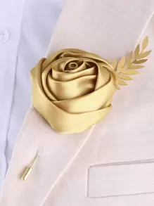 1pc Gold Flower Decor Boutonniere,For Bride And Groom Valentine's Day - Gold - View 1