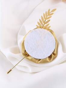 1pc Gold Flower Decor Boutonniere,For Bride And Groom Valentine's Day - Gold - View 3