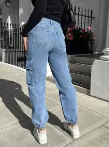 EMERY ROSE Solid Cargo Jeans