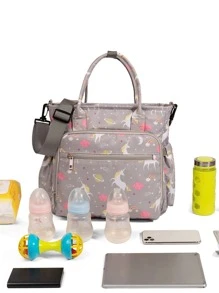 1pc Oxford Cloth Diaper Bag, Multifunctional Mommy Bag With Large Capacity For Traveling And Daily Use - Multicolor - View 1
