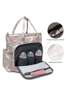 1pc Oxford Cloth Diaper Bag, Multifunctional Mommy Bag With Large Capacity For Traveling And Daily Use - Multicolor - View 8