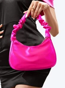 Glitter Bling,Shiny Glamorous,Elegant,Exquisite Minimalist Ruched Satin Bag Pink Dinner Bag,Evening Bag For Party Girl,Woman,For Female Perfect For Party,Wedding,Prom,Dinner/Banquet,For Cocktail Best Gift For Women - Pink - View 8