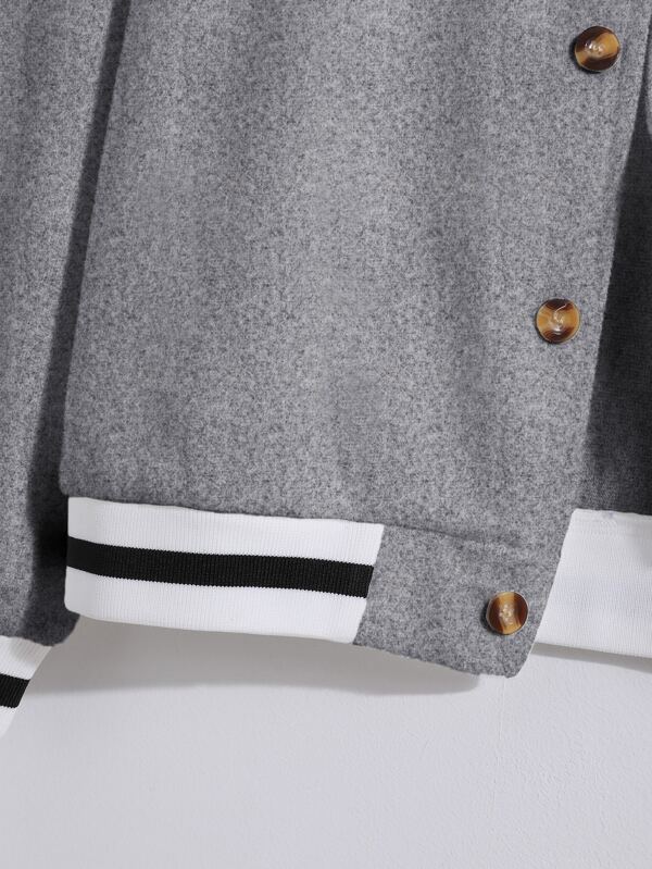 Manfinity Hypemode Men Bear Patched Bomber Jacket Without Hoodie