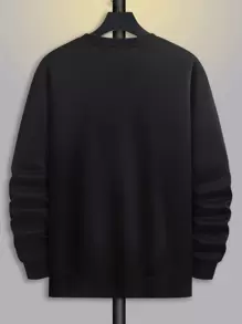 Manfinity Homme 1件男士寬鬆字母圖案運動衫 - 黑色 - 查看 2