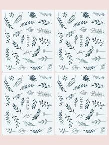 4pcs/Set Leaf Pattern Nail Art Decal Stickers Without Adhesive DIY Nail Charms Nail Gems Nail Supplies - Black - View 3