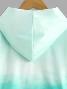 SHEIN 少女渐变字母图案袋鼠口袋卫衣 - 綠色 - 查看 4