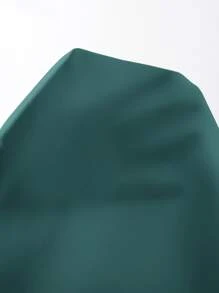 SHEIN Frenchy Guipure Lace Detail Fake Button V-back Puff Sleeve Blouse - Dark Green - View 8