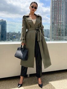 DAZY 插肩袖肩章设计束带风衣，秋季服装女式夹克