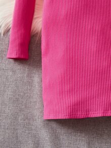 SHEIN Cô gái Tween Pha lê Chữ & Bướm Mẫu Váy liền áo vừa vặn - Màu Hồng Tươi - Xem 4