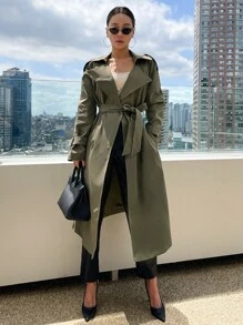 DAZY 插肩袖肩章设计束带风衣，秋季服装女式夹克