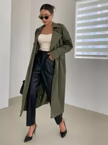 DAZY 插肩袖肩章设计束带风衣，秋季服装女式夹克