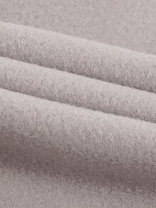 SHEIN EZwear Solid Kangaroo Pocket Drawstring Thermal Lined Long Hoodie - Khaki - View 7