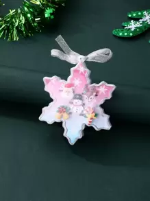 5pcs Girls' Christmas Themed Plastic Ring Set With Candy Canes, Snowmen, Antlers And Snowflakes In A Gift Box - Multicolor - View 2