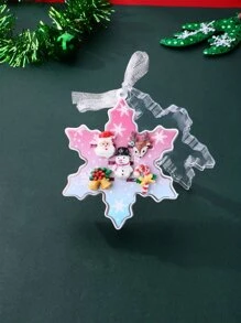 5pcs Girls' Christmas Themed Plastic Ring Set With Candy Canes, Snowmen, Antlers And Snowflakes In A Gift Box - Multicolor - View 3