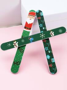 3入組美甲文件套裝,聖誕節主題雙面海綿文件,180砂紙,適用於天然及假指甲砂光塊文件