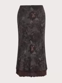 SHEIN ICON Váy Grunge In hoa Ren Mộc nhĩ Lưới - Nhiều màu - Xem 2