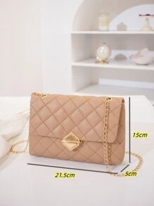 Push Lock Quilted Square Bag - Khaki - View 4