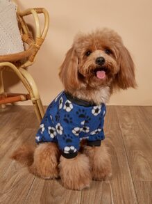全新双面羊毛印花连帽衫，保暖宠物衣服，适合狗狗、贵宾犬、泰迪猫，批发 - 藍色 - 查看 12