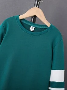 男孩條紋織帶運動衫無襯衫 - 墨綠色 - 查看 6