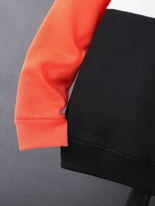 Boys Colorblock Letter Graphic Thermal Lined Hoodie & Sweatpants Set - Multicolor - View 3