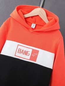 Boys Colorblock Letter Graphic Thermal Lined Hoodie & Sweatpants Set - Multicolor - View 8