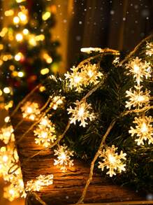 1Pc 10/20/30/40/50/100 Led 1/2/3/4/5/10M Sử Dụng Nguồn Điện USB Đa Năng Giáng Sinh Hình Bông Tuyết Cổ Tích Dây Đèn - Màu vàng - Xem 6