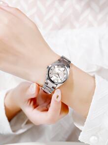 Skmei Đồng hồ thạch anh tay tròn được trang trí bằng Rhinestone - Bạc - Xem 2