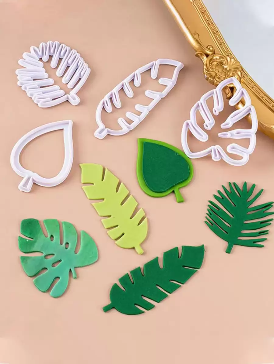 4 piezas Cortador para galletas en forma de hoja - Blanco - Ver 1