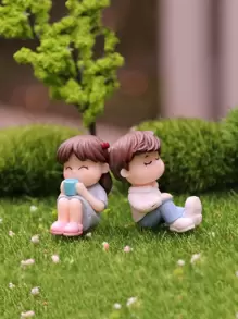 2入組情侶人物設計園林裝飾擺件