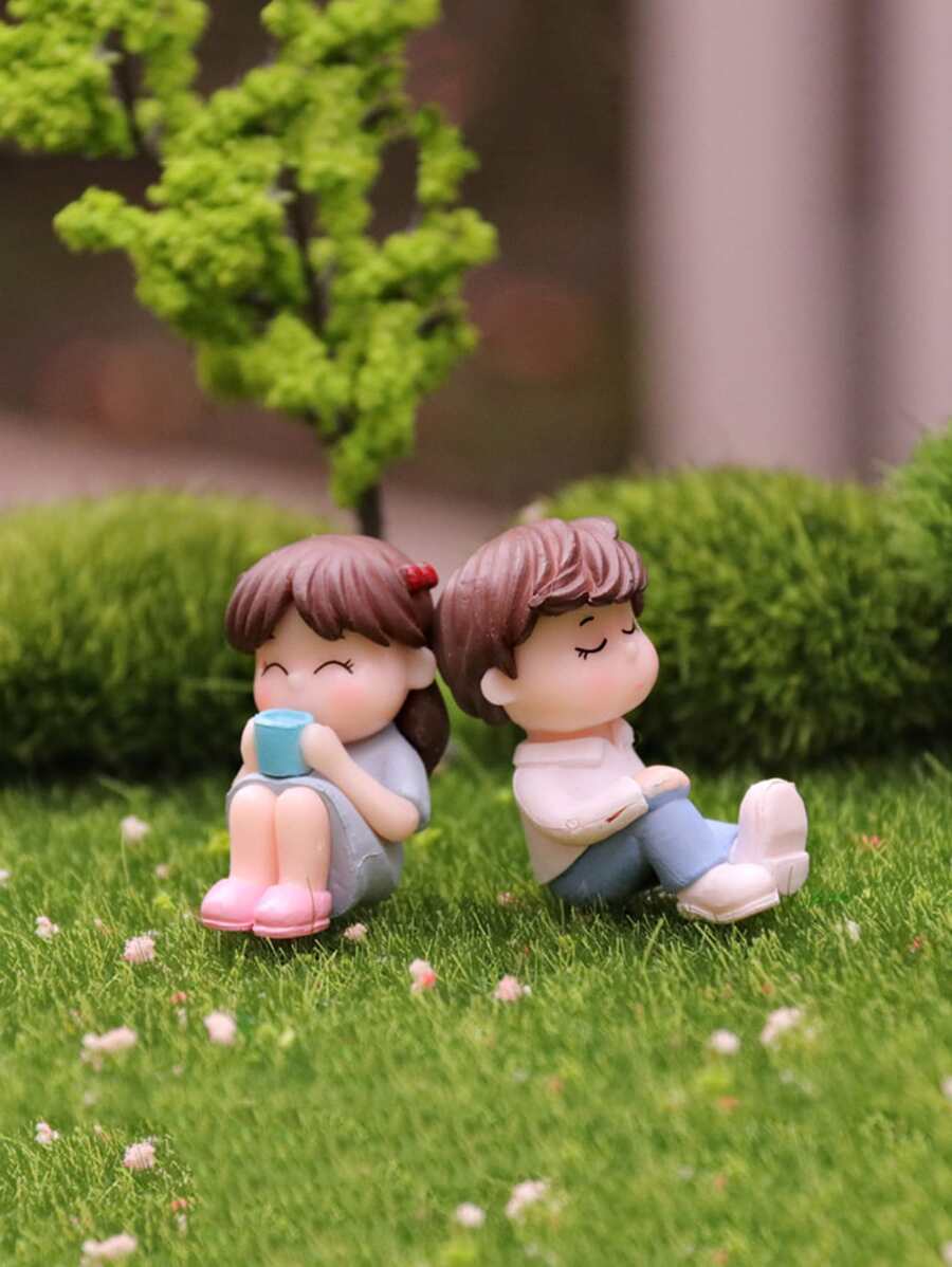 2入組情侶人物設計園林裝飾擺件